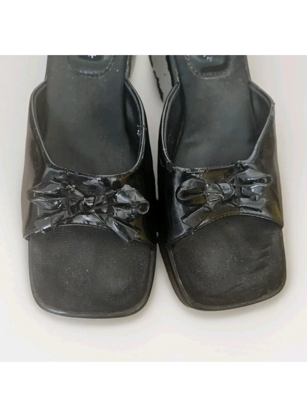 VTG 90s Y2K Lower East Side Slide Sandals 5.5 Bow Wedge Platform Chunky RARE